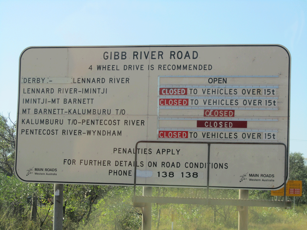 Wyndham Sign Gibb River Road