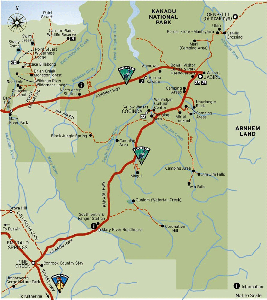 ">© NT Tourism Commission - map of Kakadu National Park Australia