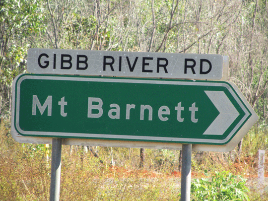 Mt Barnett Gibb River road sign post