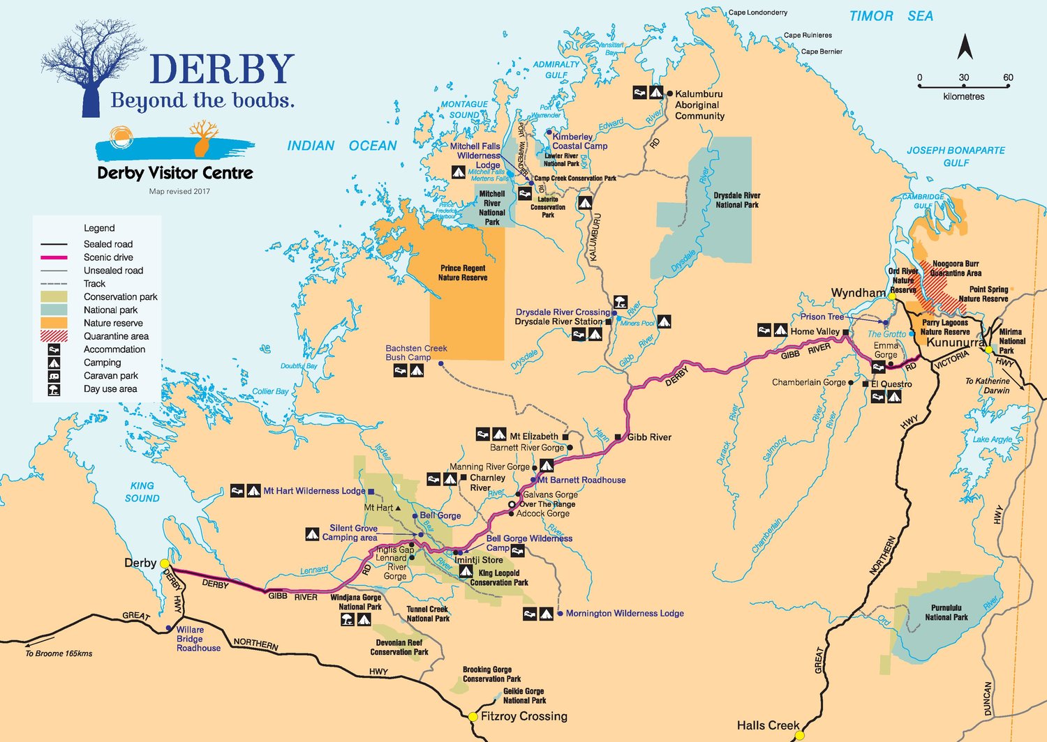 map of the Gibb River Road copyright Derby Visitor Centre