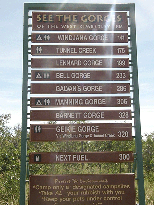 see the gorges sign kimberley Australia